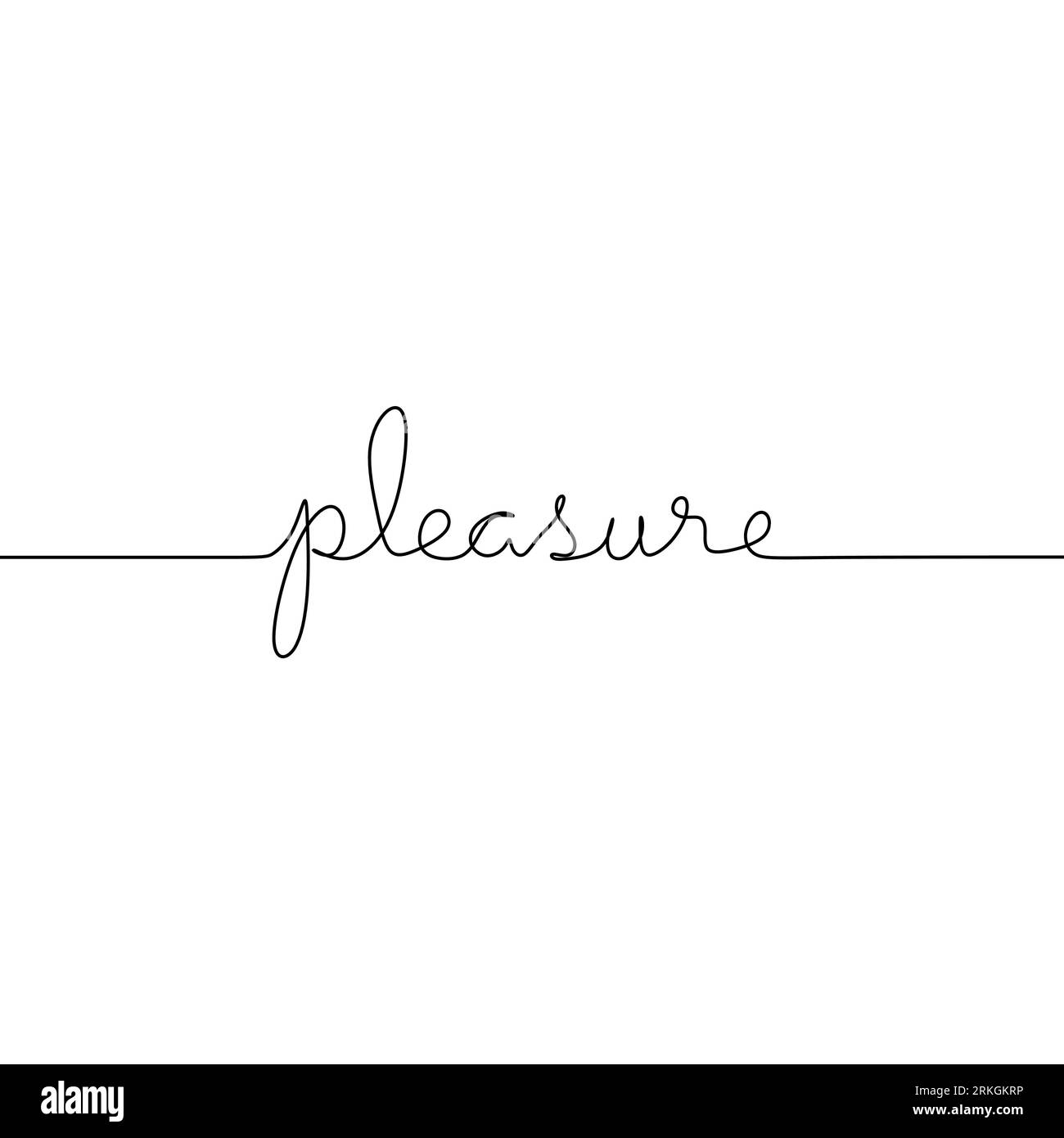 Continuous One Line Drawing Of A Pleasure Word Handwritten Lettering Concept Isolated On