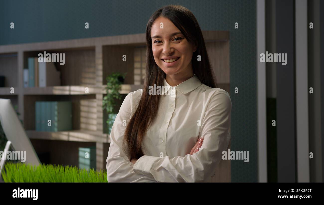 Female business portrait confident Caucasian businesswoman posing in ...