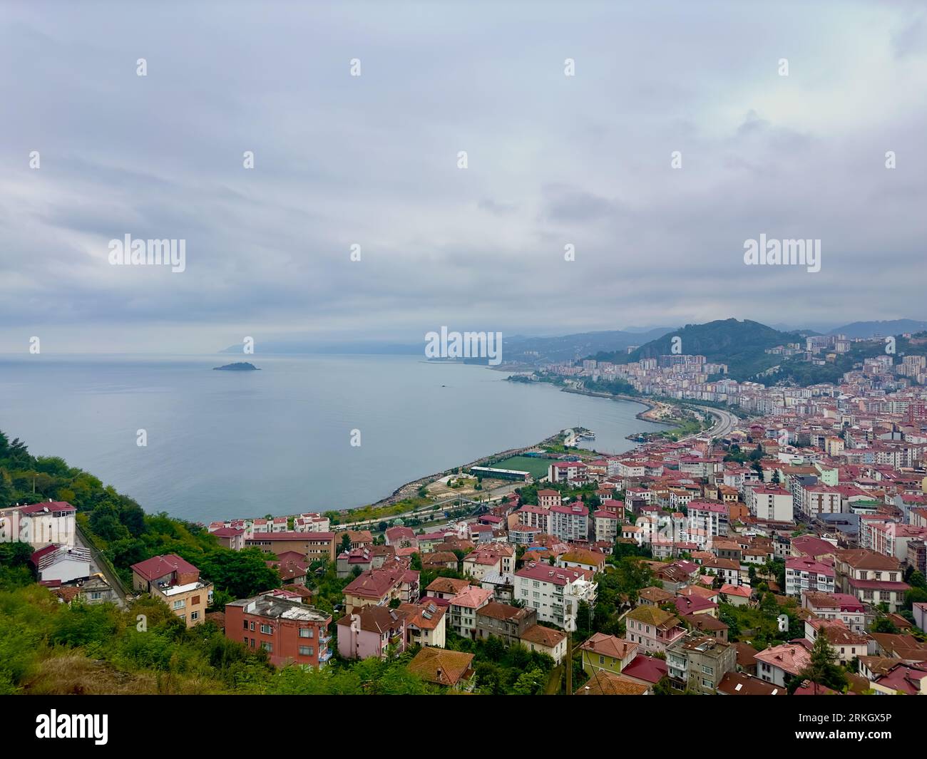 An areal view of Giresun City Center from the Giresun Castle, Turkey Stock Photo