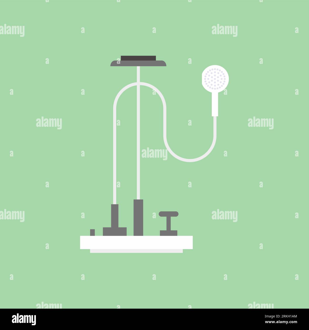 Bathroom shower interior in flat cartoon style. Shower room, bathing