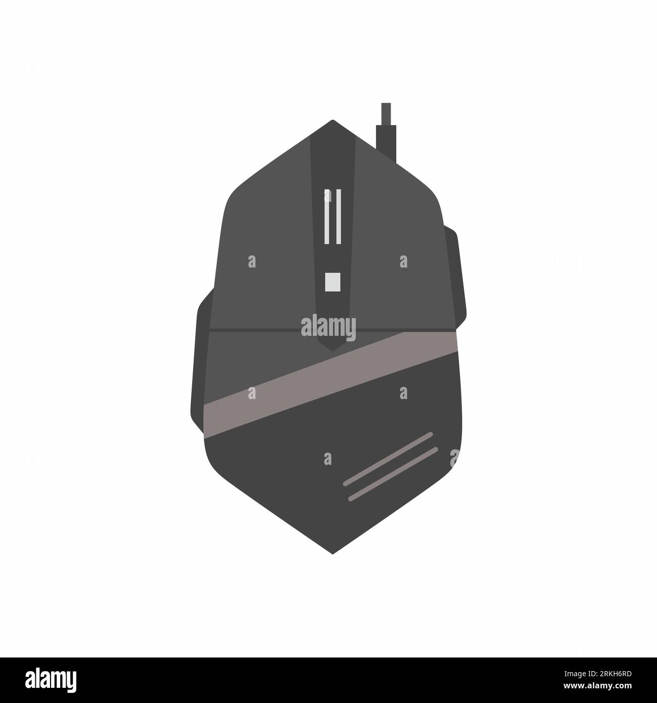 Gaming mouse icon. Black computer mouse for e-sport gaming. Flat cartoon controller for video or computer game vector illustration. Can be used as web Stock Vector