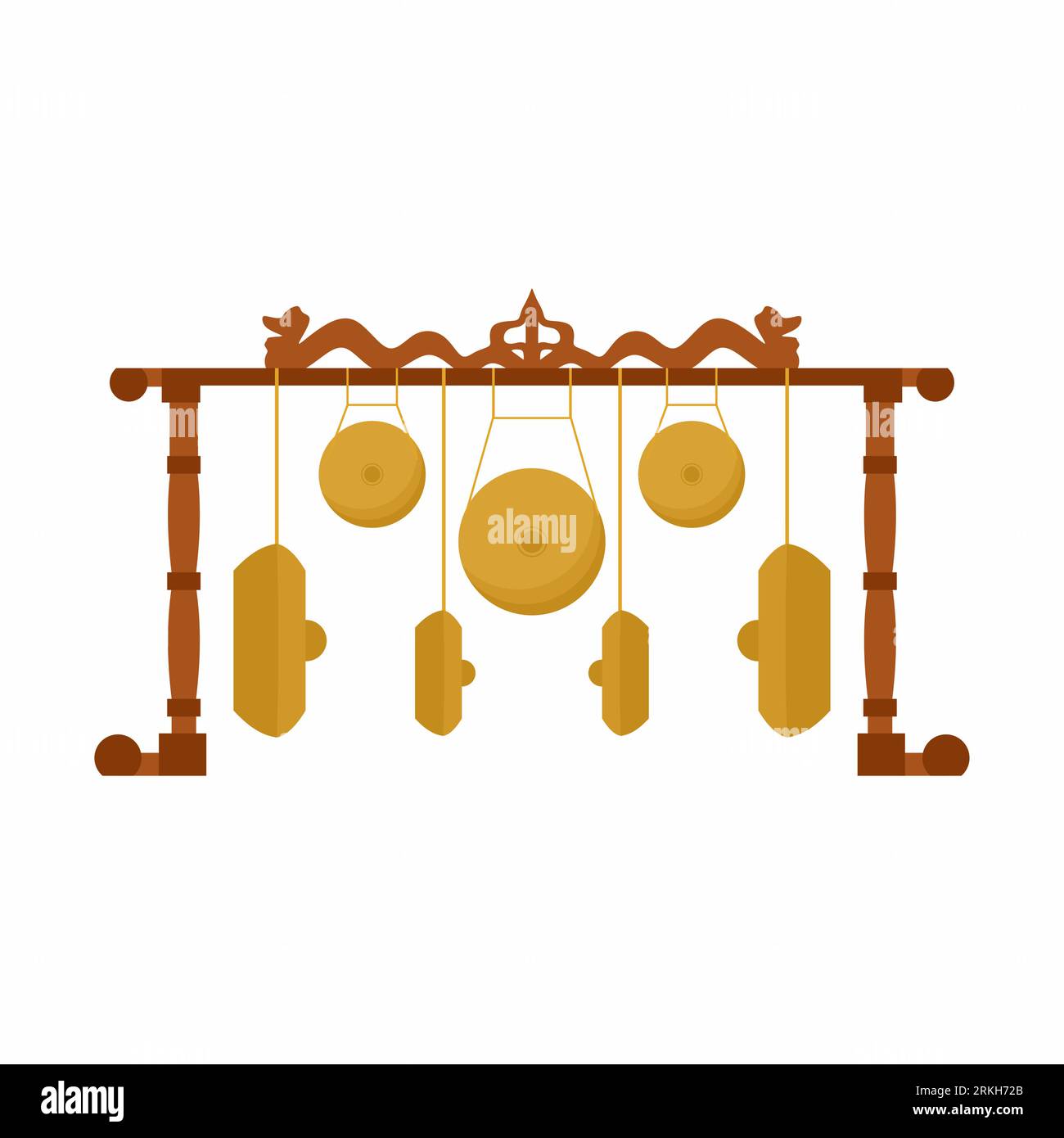 Vector icon of Kempul, a traditional javanese instrument. This is is a type of hanging gong used in Indonesian gamelan. Traditional percussion instrum Stock Vector