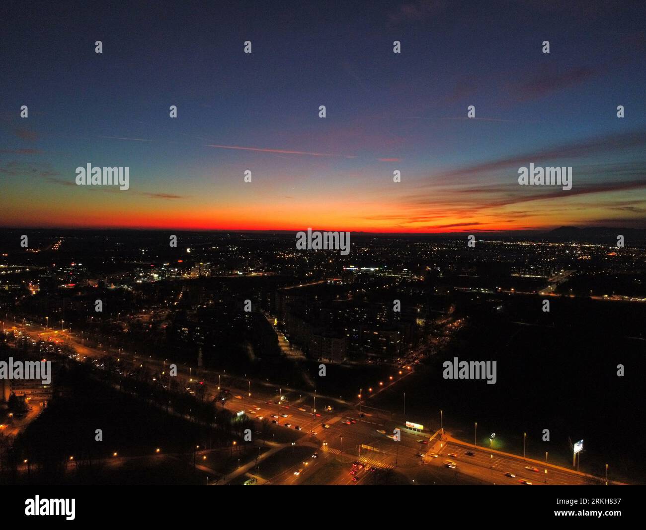 An aerial view of sunset over the bustling city Stock Photo - Alamy