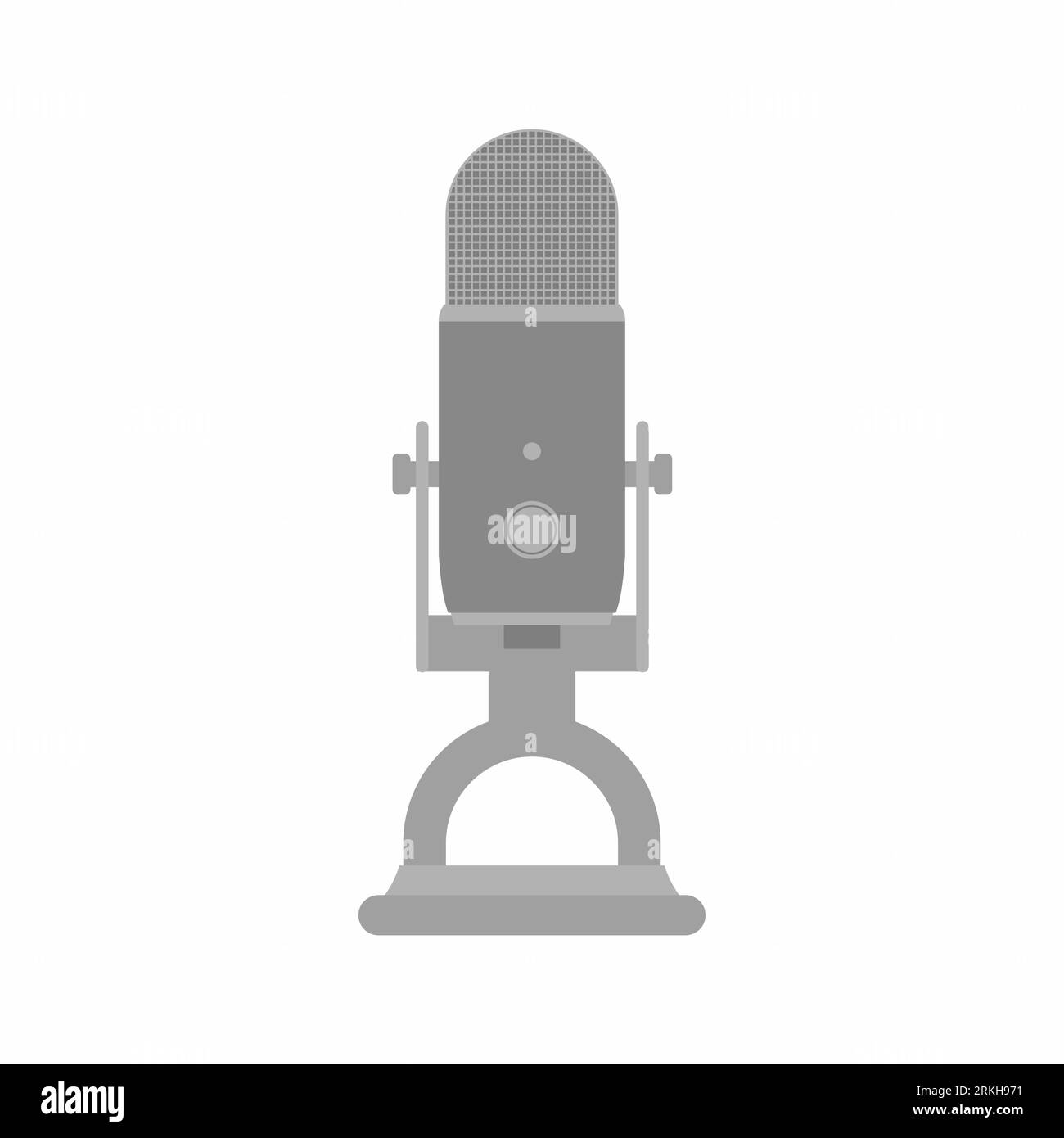 Podcast radio icon illustration. Blue Yeti microphone record studio devices. News, radio and television broadcasting isolated design element. Podcast, Stock Vector