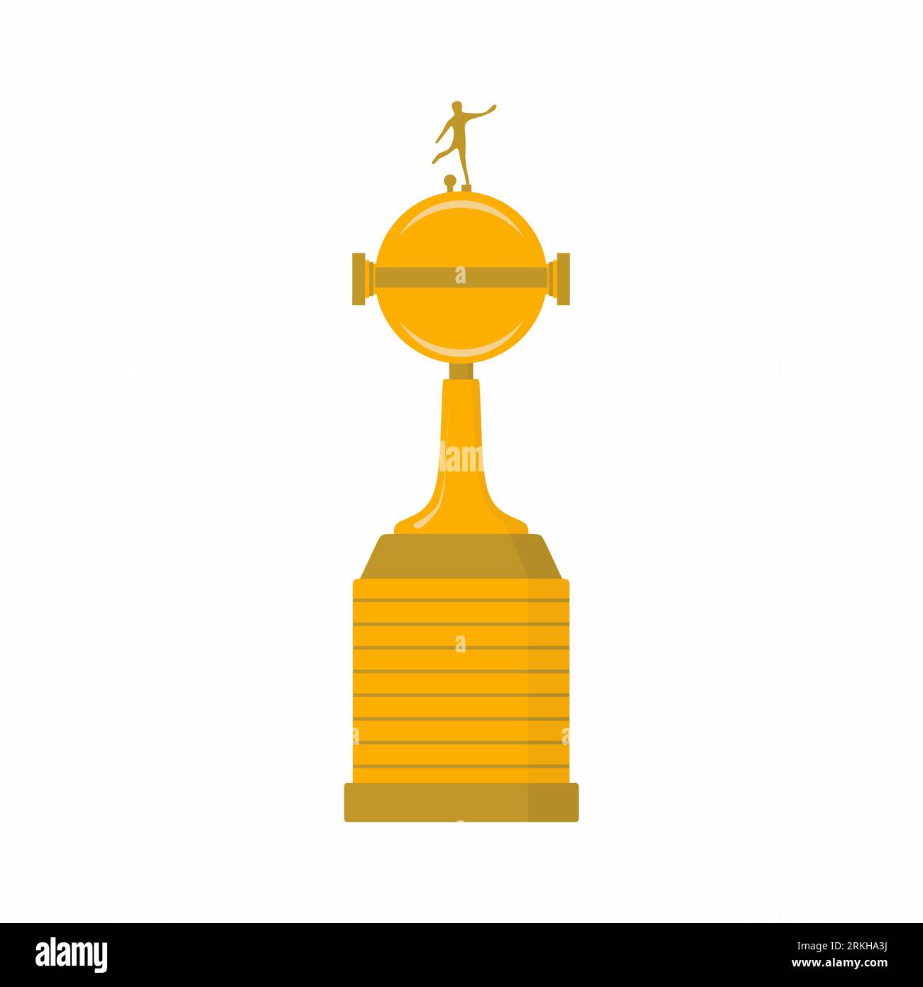The Copa Libertadores trophy flat icon cartoon style isolated on white background. Concept of prize, leadership, winning and success. Golden cup winne Stock Vector