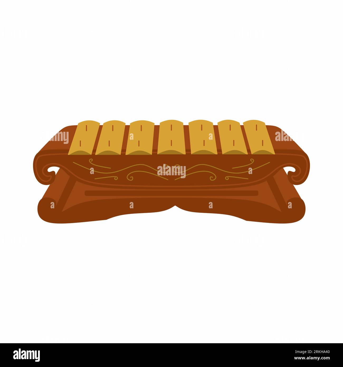 Saron flat design. A musical instrument of Indonesia, which is used in the gamelan. Javanese traditional percussion instrument isolated on white backg Stock Vector