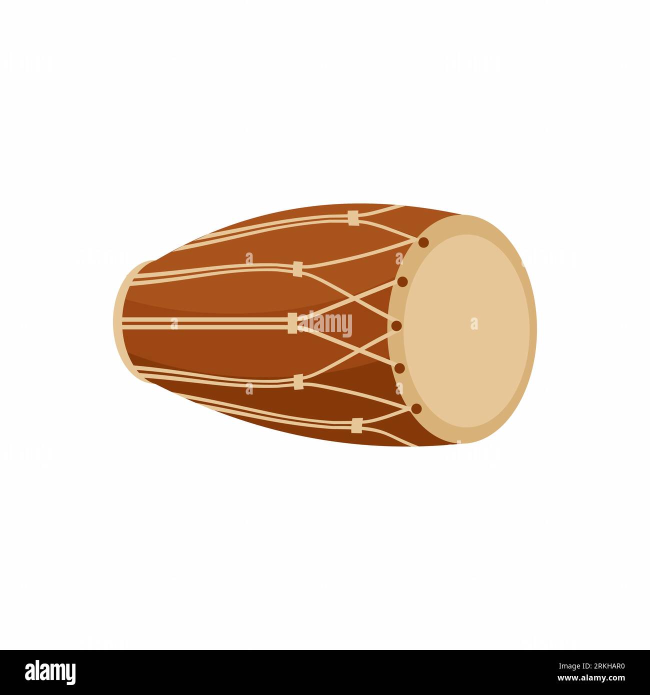 Traditional drums, also known as Kendang or Gendang. Drum used by peoples from Indonesian Archipelago. Indonesian percussion instrument isolated on wh Stock Vector