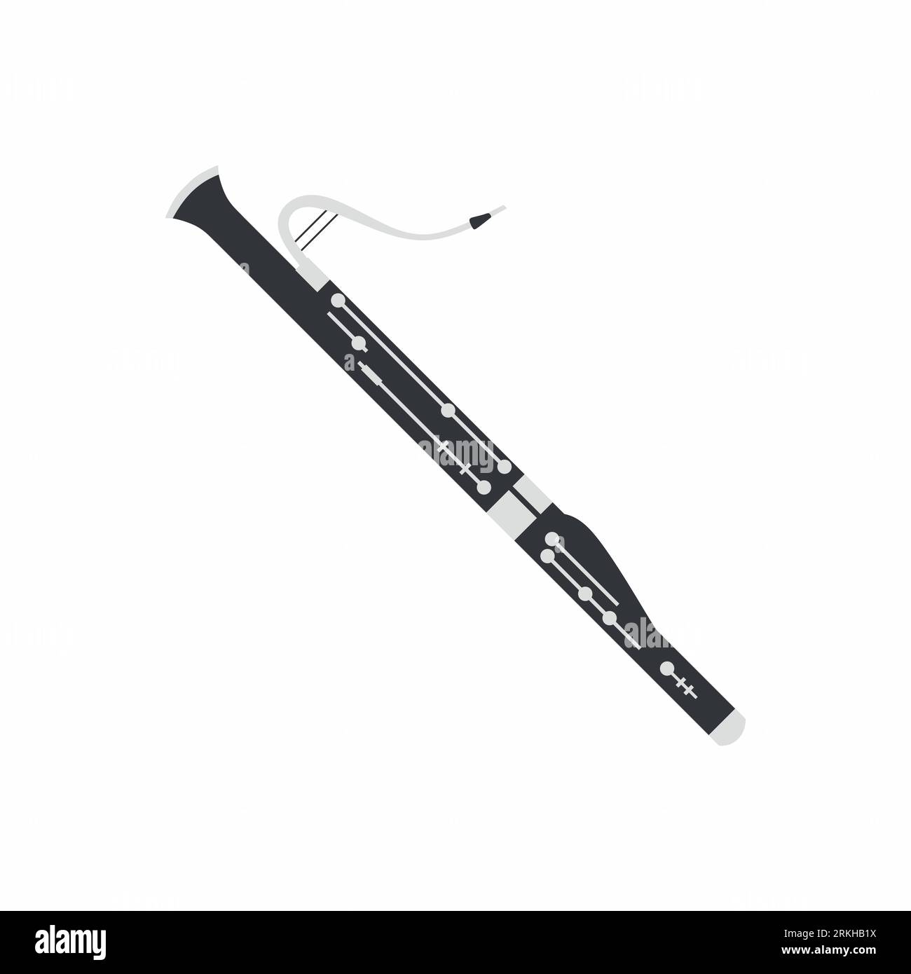 Bassoon glyph icon vector on white background. Musical instrument concept. Flat cartoon bassoon