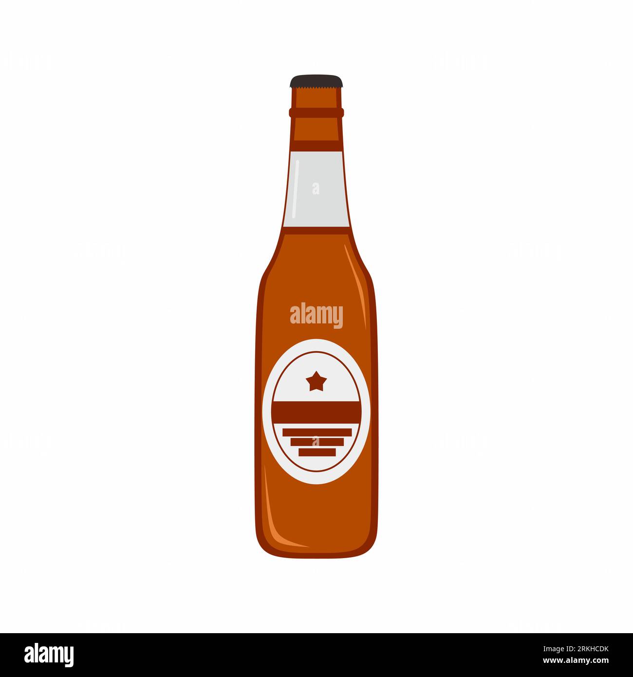 Vector flat illustration of beer bottle. Drinking, soda, alcohol. Beer icon design isolated on white background. Illustration can be used for topics l Stock Vector