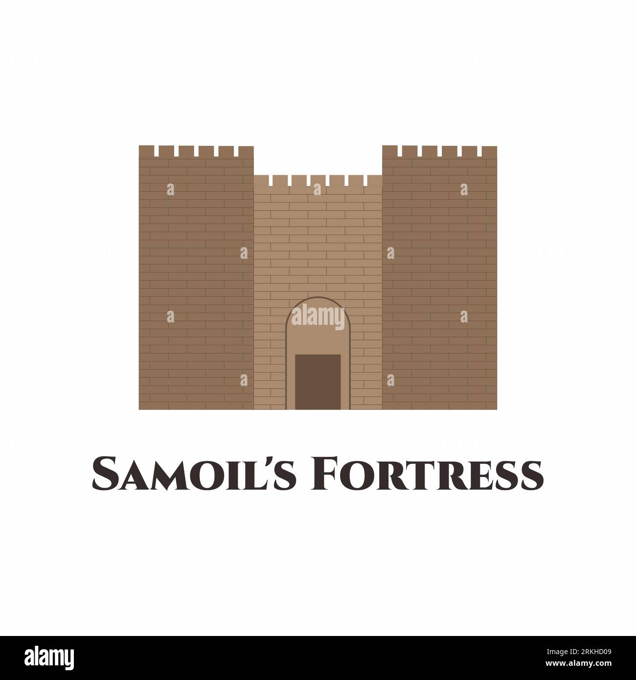 Samoil's Fortress cartoon flat element. A fortress in the old town of Ohrid, North Macedonia. This place is really beautiful, with a great view to the Stock Vector