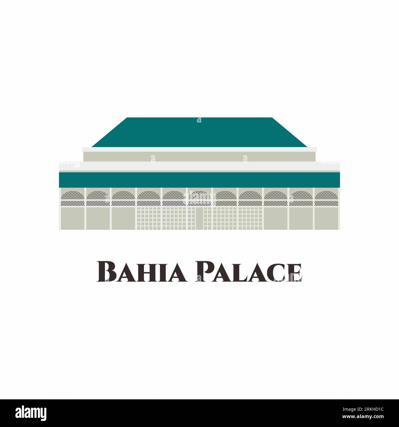 Bahia Palace in Morocco. This is an exquisite palace of Marrakech, designed palace with 160 rooms. Worth the trip for the culture and the diversity. V Stock Vector