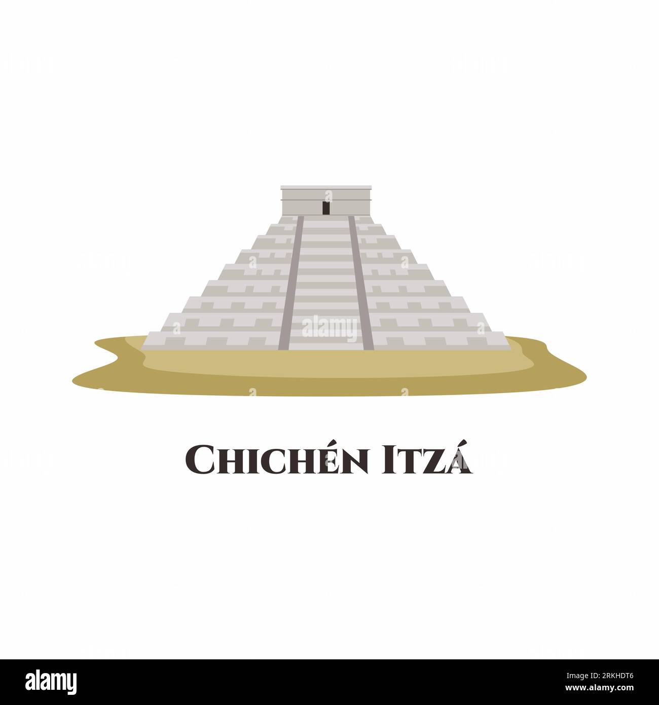 Chichen Itza. The archaeological site in Tinúm Municipality, Yucatán State, Mexico. Mayan pyramid of Kukulcan El Castillo. City travel landmarks, tour Stock Vector