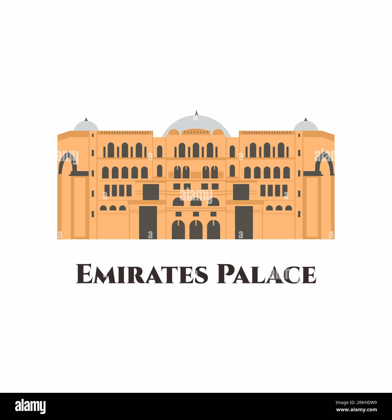 Emirates Palace in Abu Dhabi, United Arab Emirates. It is the perfect destination offering a pristine private beach and marina. One of the most expens Stock Vector