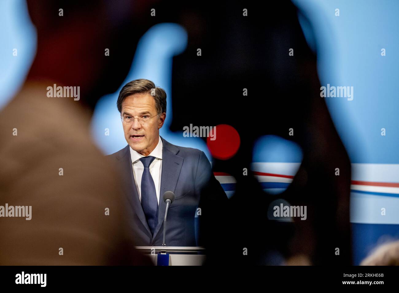 THE HAGUE - Outgoing Prime Minister Mark Rutte speaks to the press ...