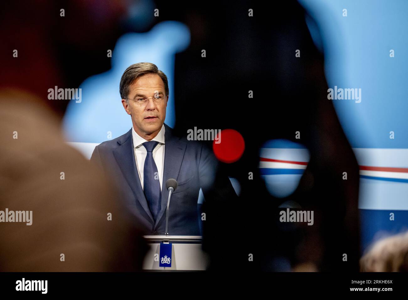 THE HAGUE - Outgoing Prime Minister Mark Rutte speaks to the press ...
