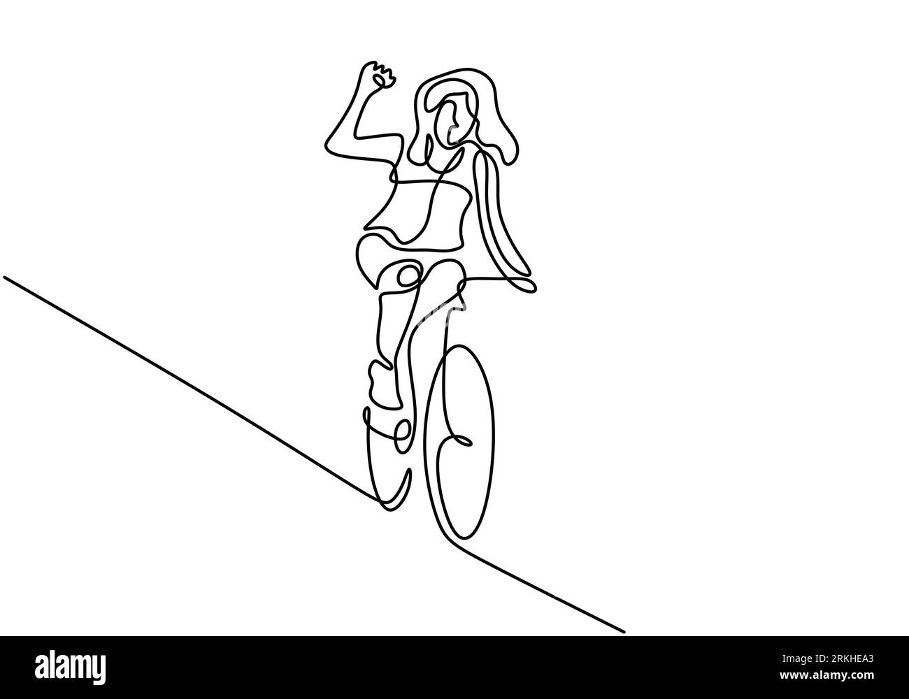 Single continuous line drawing man bicycle racer improve his speed