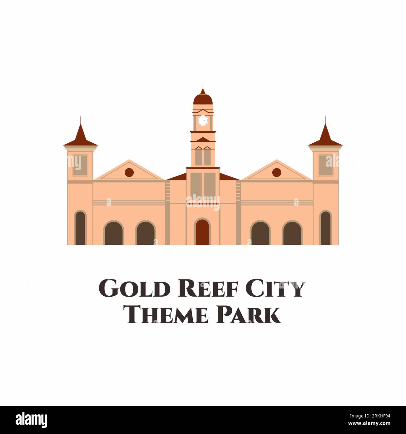 Gold Reef City is an amusement park in Johannesburg, South Africa. One of southern Africa's biggest and best theme parks, with rides and attractions f Stock Vector