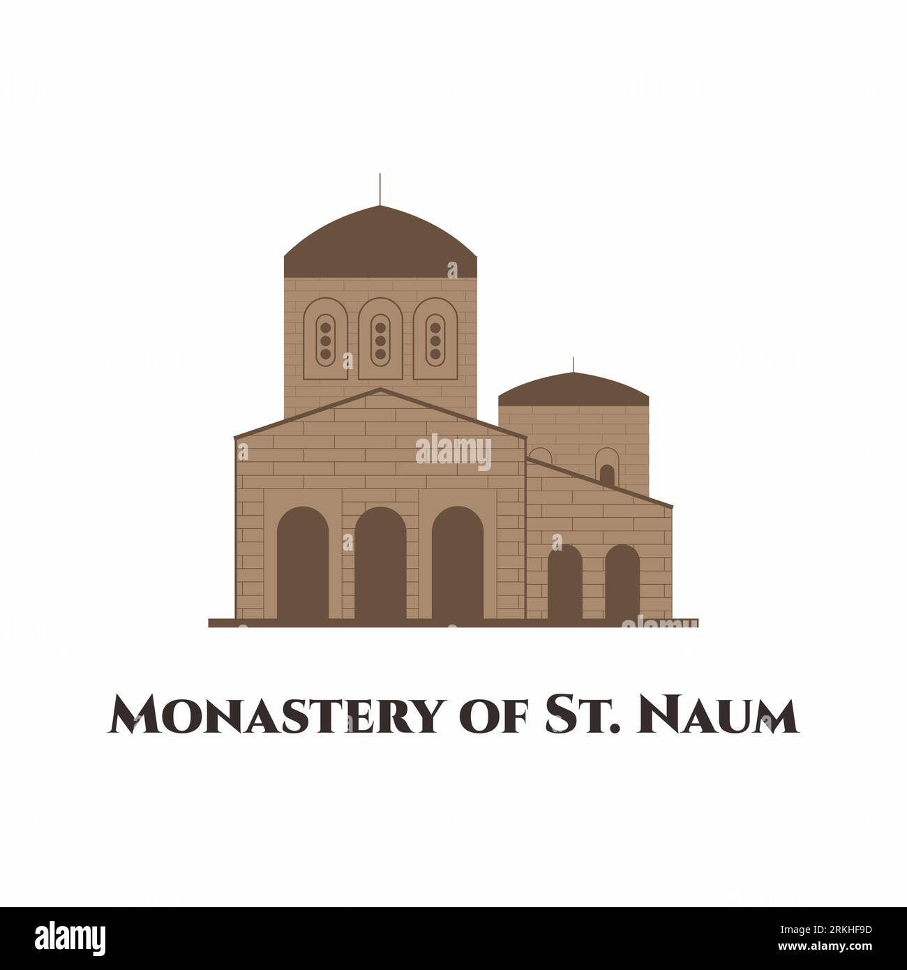 The Monastery of Saint Naum in Macedonia. One of the most famous tourist attractions and religious sites. It is worth to visit and highly recommended Stock Vector