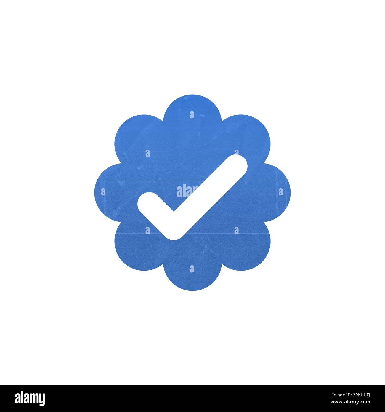 A digital illustration of a verified blue tick mark on a white background for social media Stock