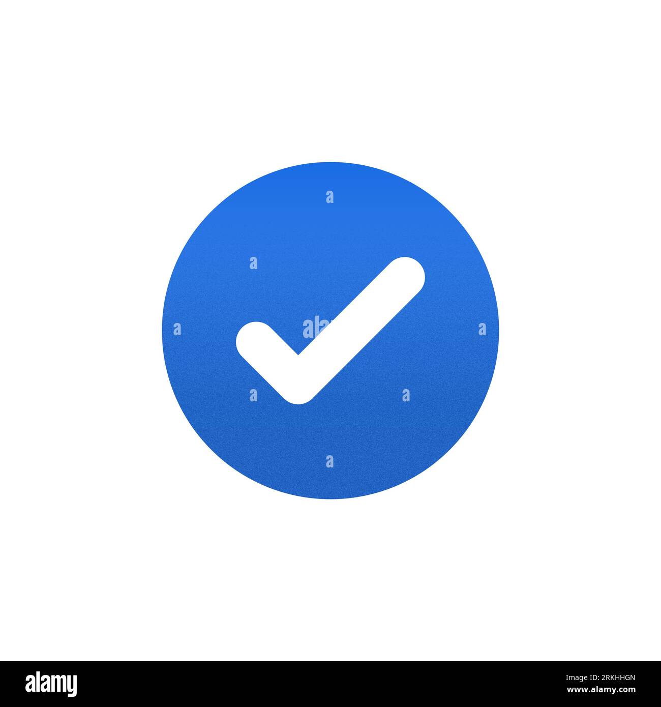 A digital illustration of a verified blue tick mark on a white