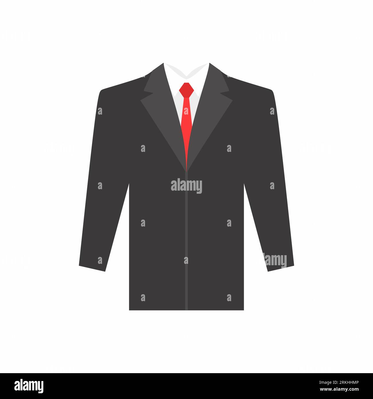 Suit and tie isolated on white background. Flat cartoon design black