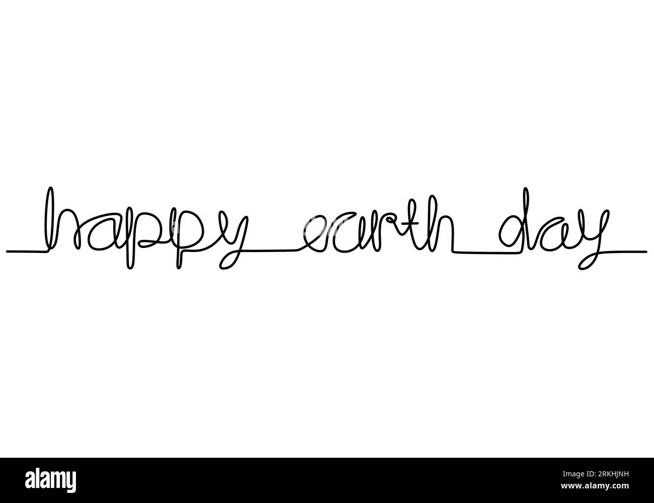 World environment day minimalism vector web banner, poster with lettering Happy Earth Day. One continuous line drawing. Save our planet and make it be Stock Vector