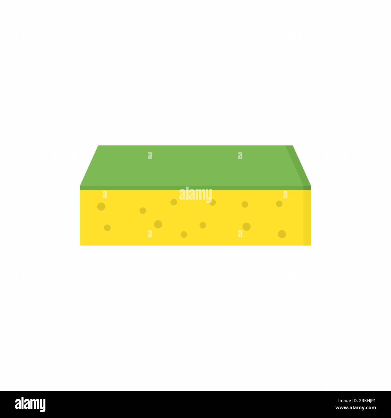 Sponge icon design. A yellow and green sponge for cleaning isolated on a white background. Washing dishes. A concept for cleaning companies. Flat illu Stock Vector