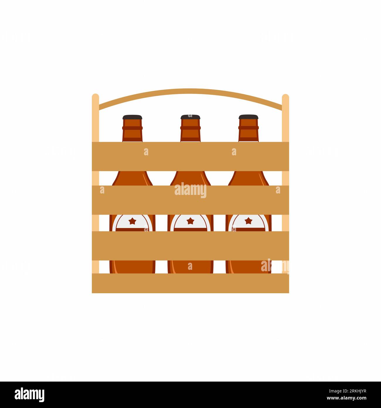 Picnic stuff with bottle champagne basket flat element Stock Vector