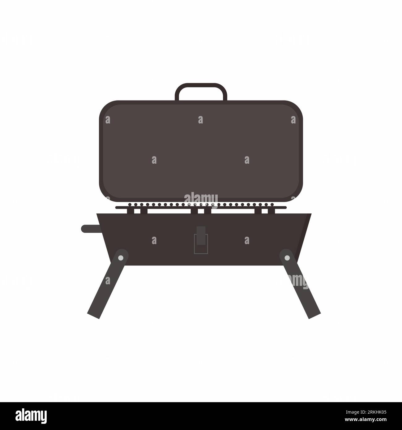 Barbeque grill icon. Portable grill with open lid isolated on white