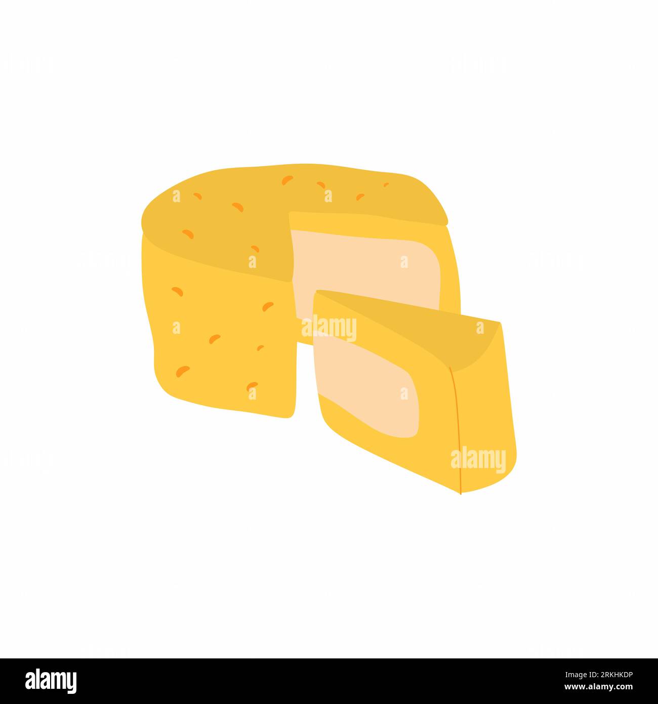 Cheese wheels and slices isolated on a white background. Delicious