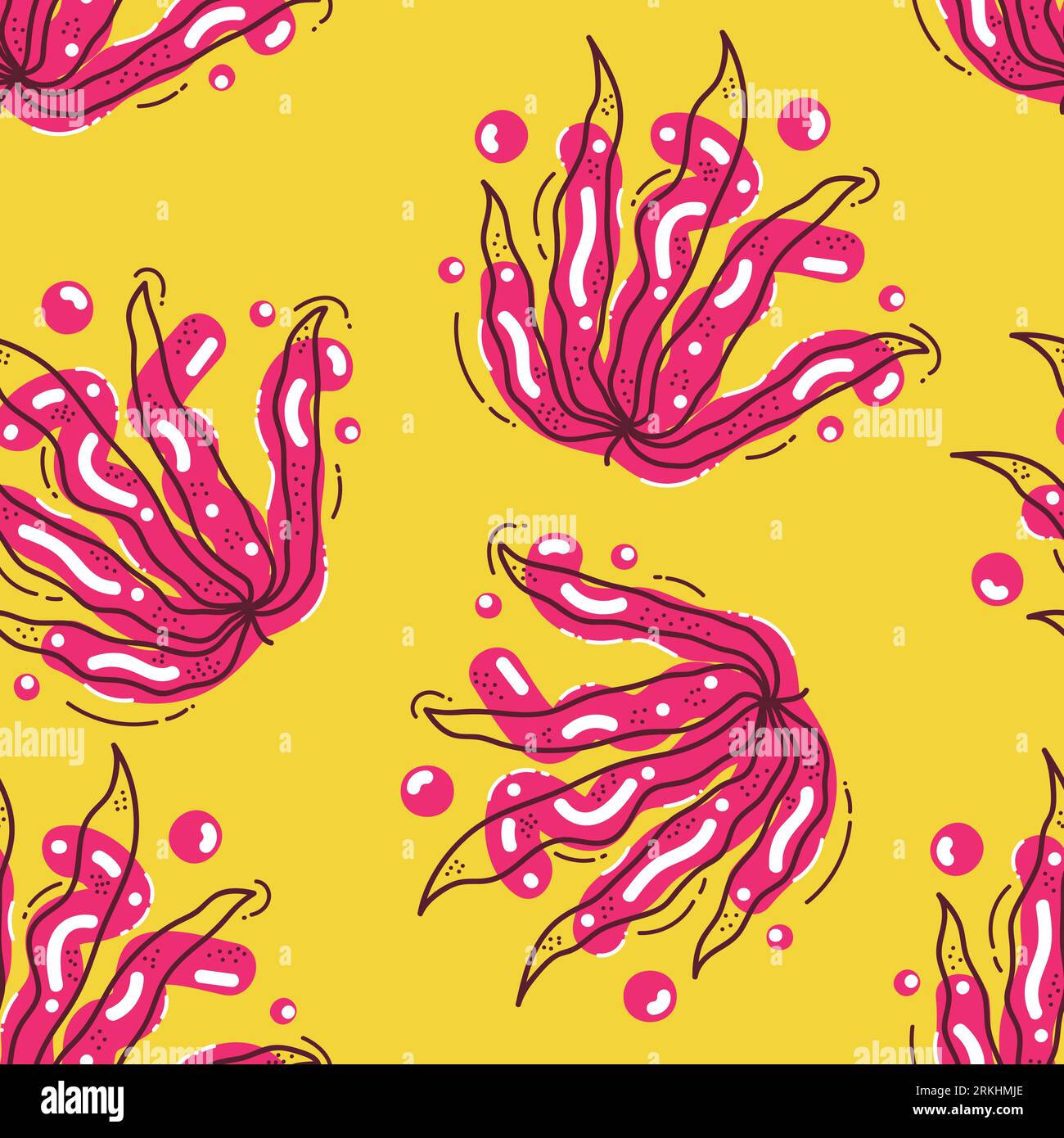 Seamless Floral Pattern in Retro 90s Style. Cute Botanical Contemporary ...