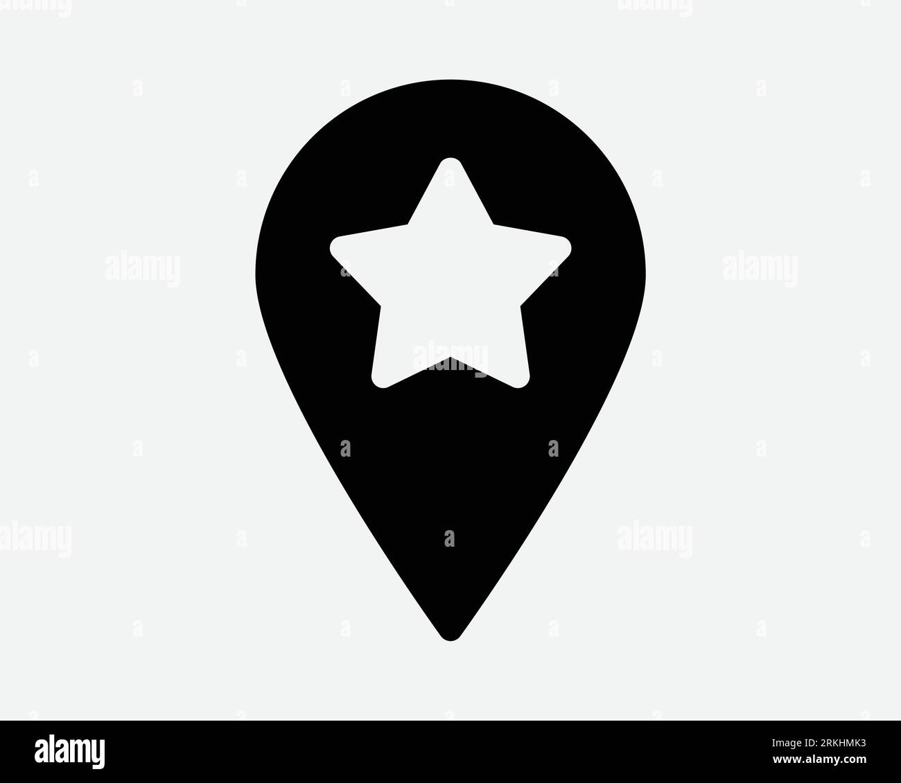 Location Pin Star Icon Favourite Saved Place Destination Map GPS Navigation Direction Position Travel Trip Point Mark Button Black Vector Symbol Sign Stock Vector