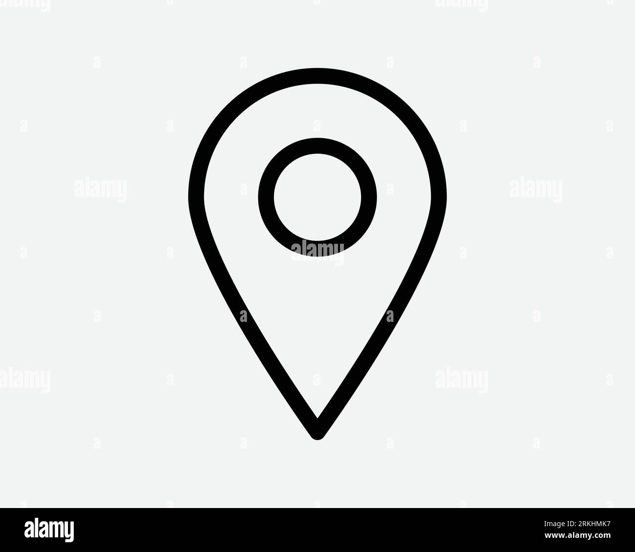 Location Pin Line Icon Position Direction GPS Map Geography Travel Trip Navigation Place Thin Black Outline Shape Vector Symbol Sign Mark Button App Stock Vector