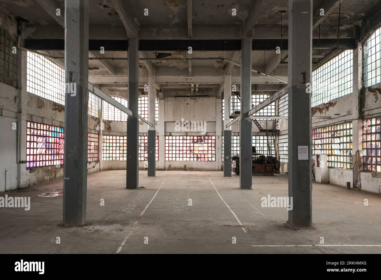 Abandoned Empty Factory Interior Space Stock Photo