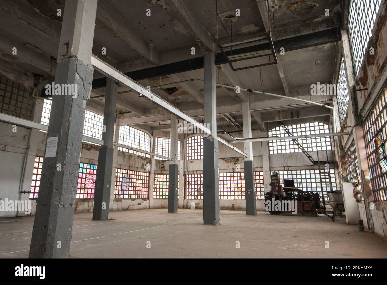 Abandoned Empty Factory Interior Space Stock Photo