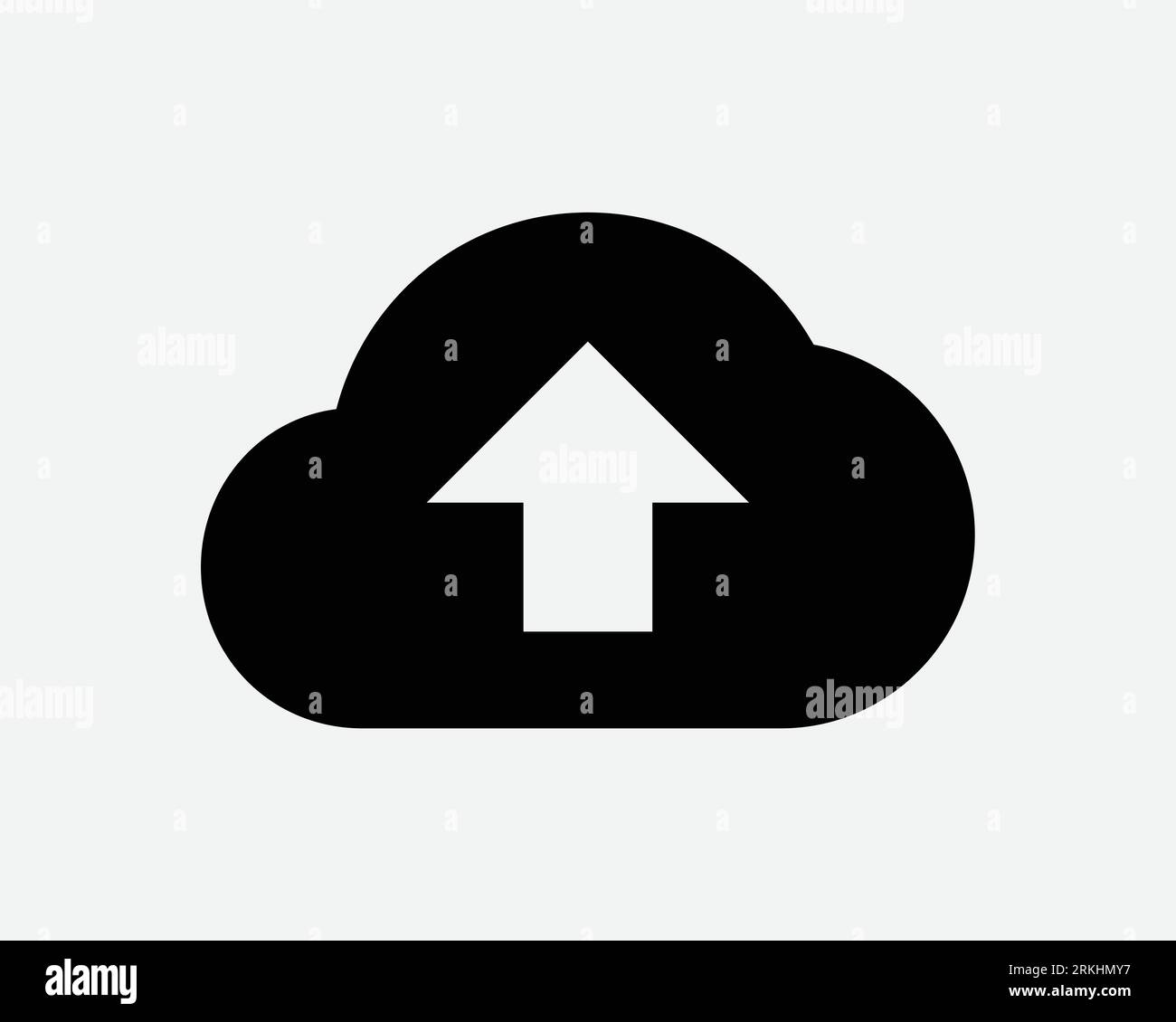 Upload Cloud Icon Up Load Server Data Storage Backup Internet Connection Black White Outline Shape Vector Clipart Graphic Illustration Sign Symbol Stock Vector