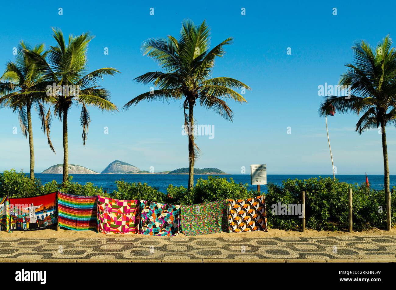 Beach Yokes Hanging on a Fence at the Ipanema Sidewalk, Rio de Janeiro