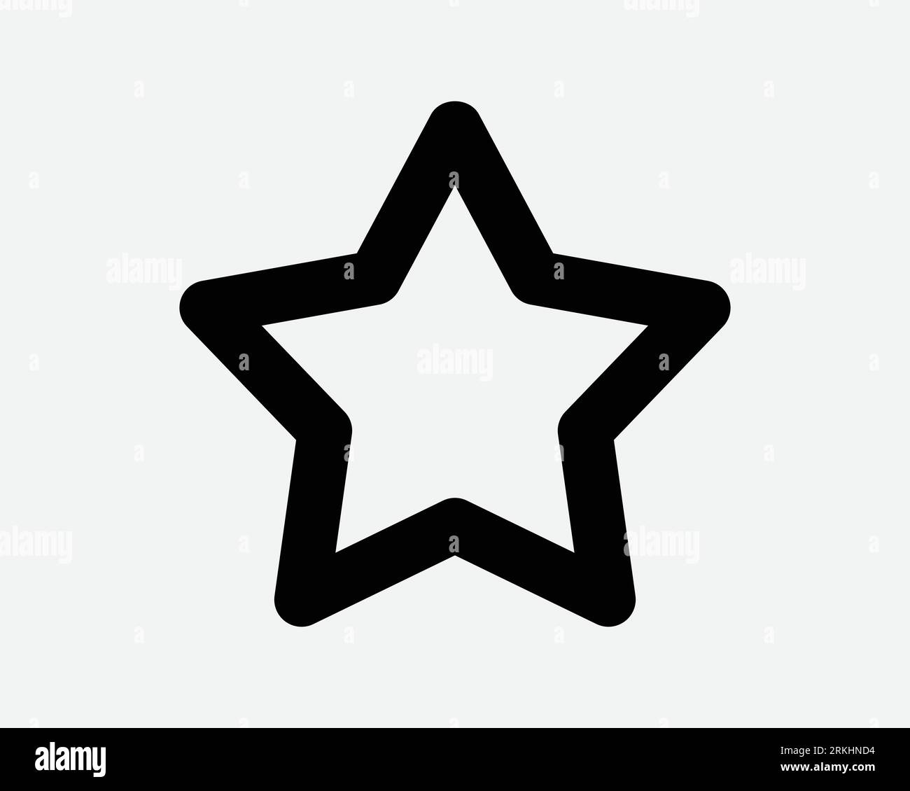 Star Line Icon Favourite Saved Black White Thin Outline Shape Christmas Element Award Sky Style 5 Five Point Button Mark App Web Vector Symbol Sign Stock Vector