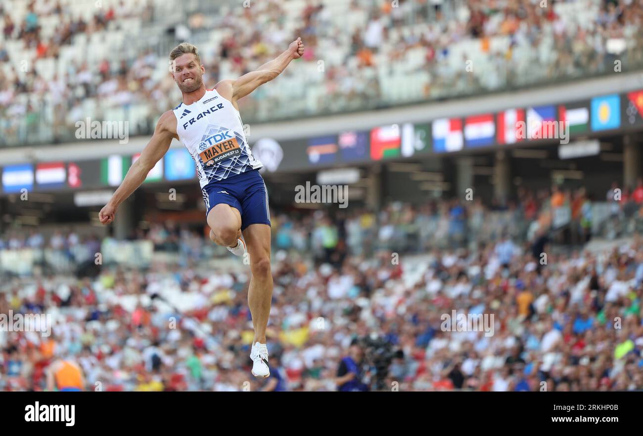 Budapest, Hungary. 25th Aug, 2023. France's Kevin Mayer competes during the decathlon long jump of the World Athletics Championships Budapest 2023 in Budapest, Hungary, Aug. 25, 2023. Credit: Li Ming/Xinhua/Alamy Live News Stock Photo