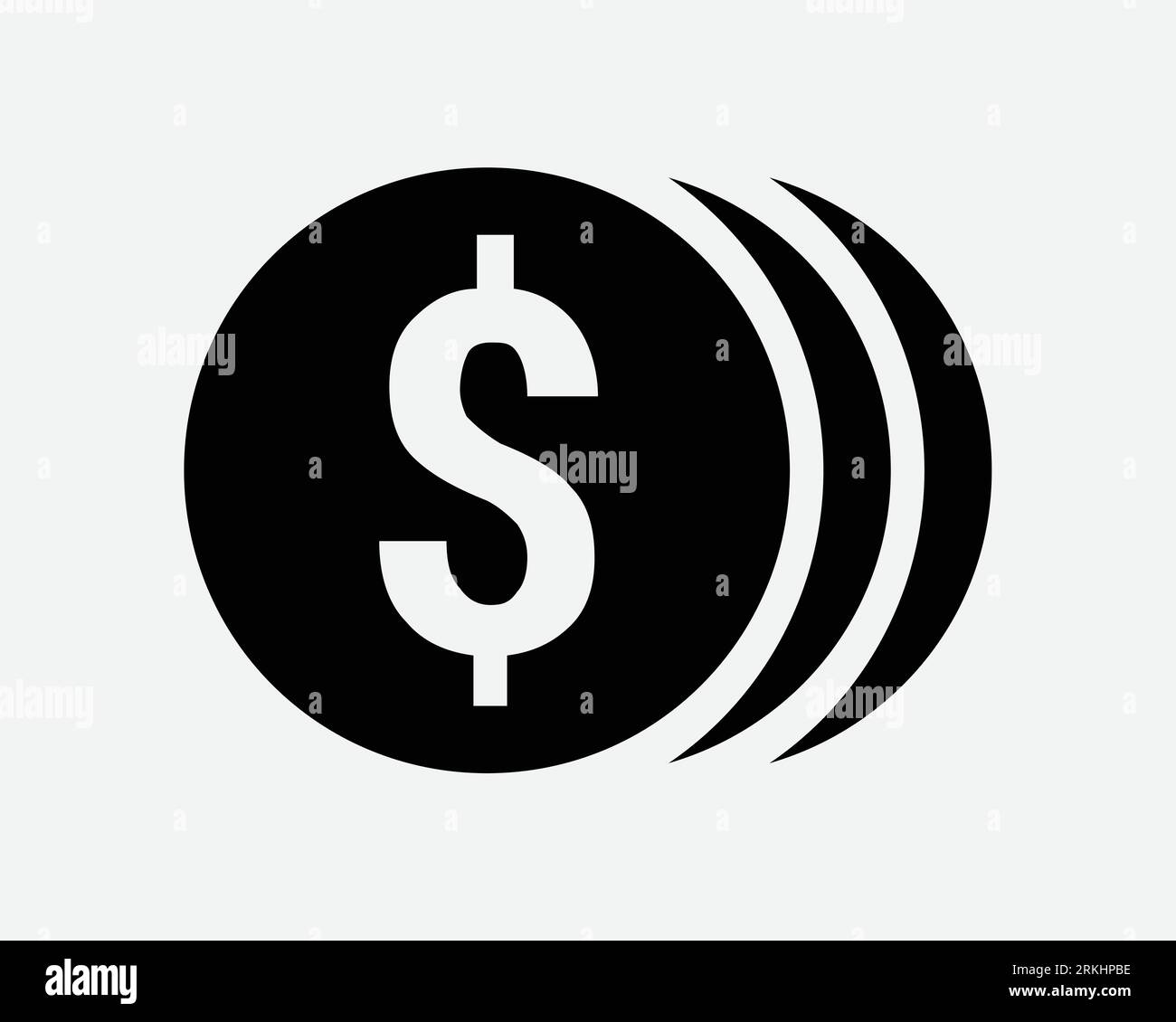 Coins Stack Icon Coin Bundle Wealth Money Currency Cash Investment Bank Banking Finance Black White Outline Shape Vector Clipart Artwork Sign Symbol Stock Vector
