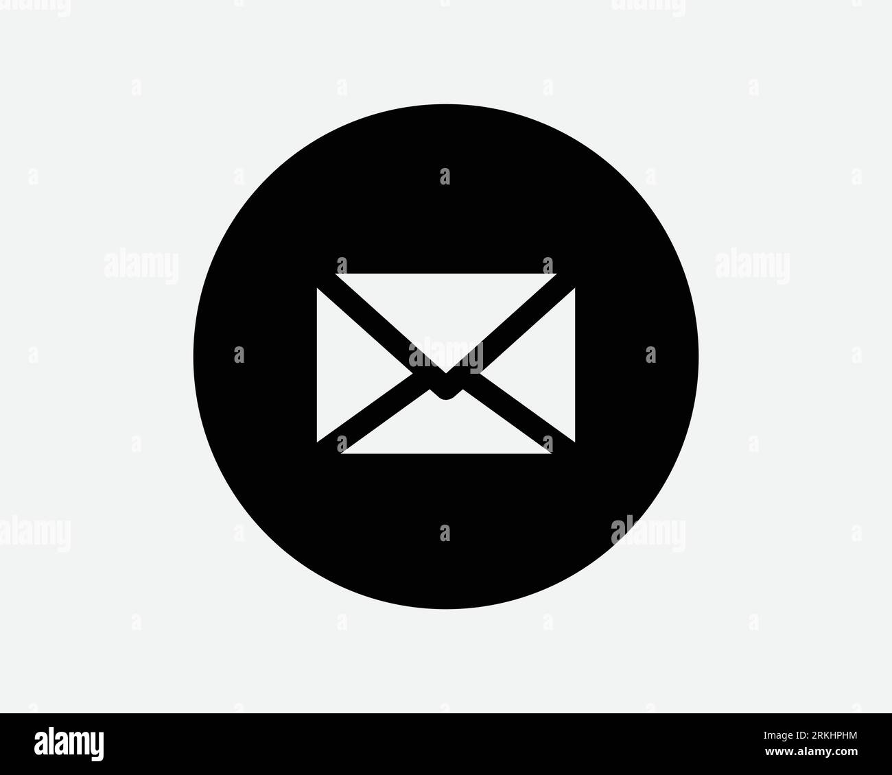 Envelope Round Icon Mail Email Letter Message Circle Circular Button App Post Postal Newsletter Black White Shape Vector Clipart Artwork Sign Symbol Stock Vector