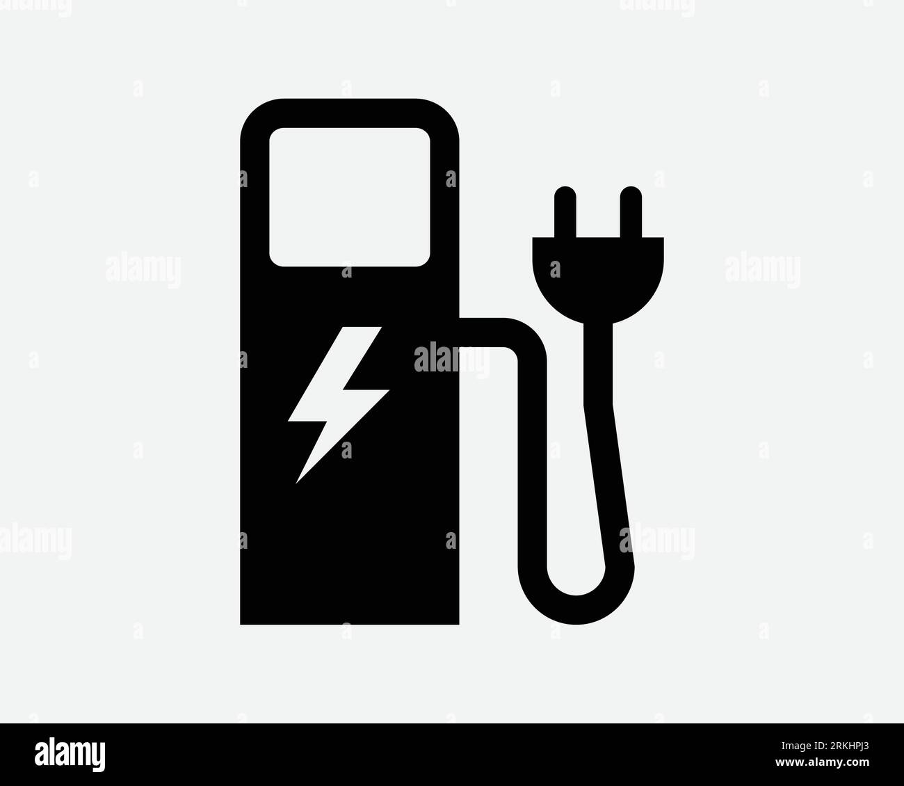 EV Charger Icon Electric Vehicle Electricity Power Charging Station Car Renewable Supply Black White Shape Vector Clipart Illustration Sign Symbol Stock Vector