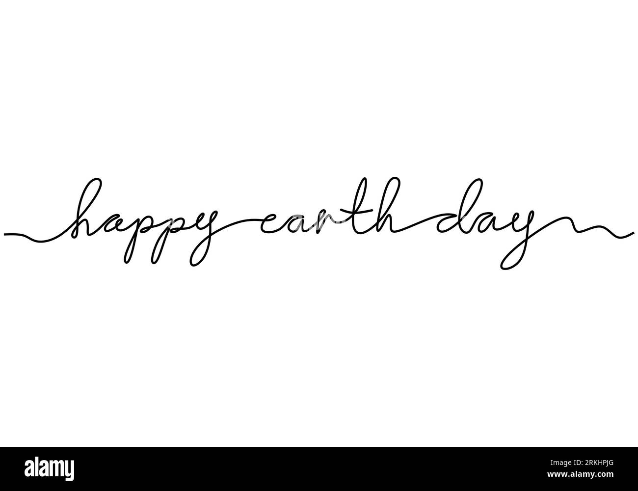 World environment day minimalism vector web banner, poster with lettering Happy Earth Day. One continuous line drawing. Save our planet and make it be Stock Vector