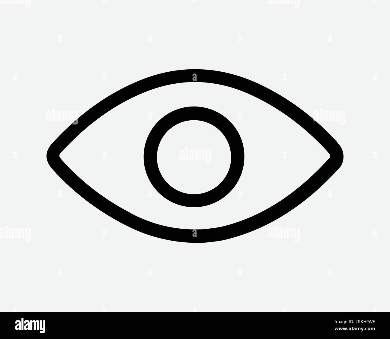 Eye Line Icon Eyesight Sight Watch Watching CCTV Vision Optical Optic One Human Eyeball View Illuminati Spy Look Looking Black Vector Sign Symbol Stock Vector