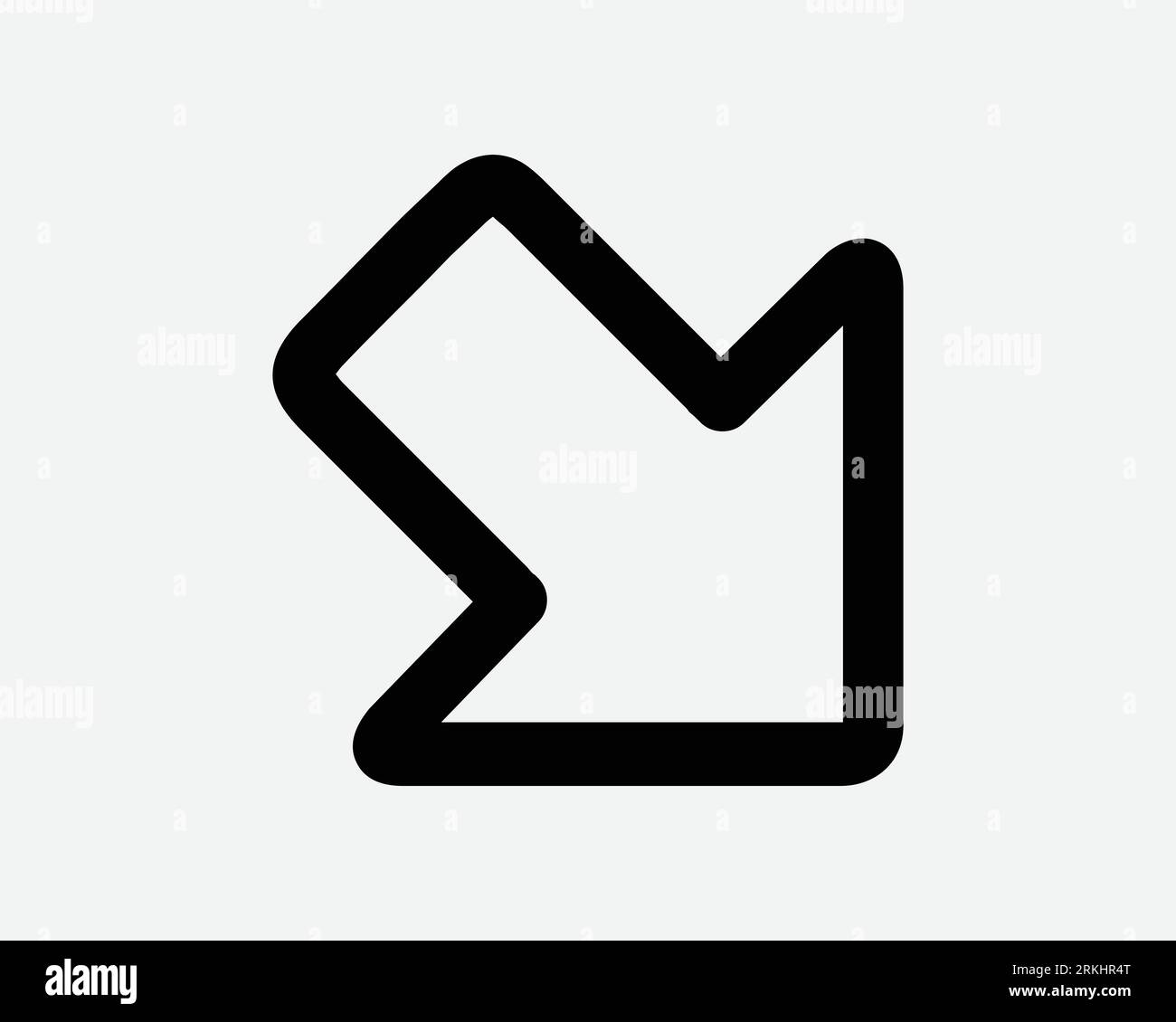 Bottom Right Arrow Line Down Under Escape Exit Path Route Road Traffic Direction Navigation