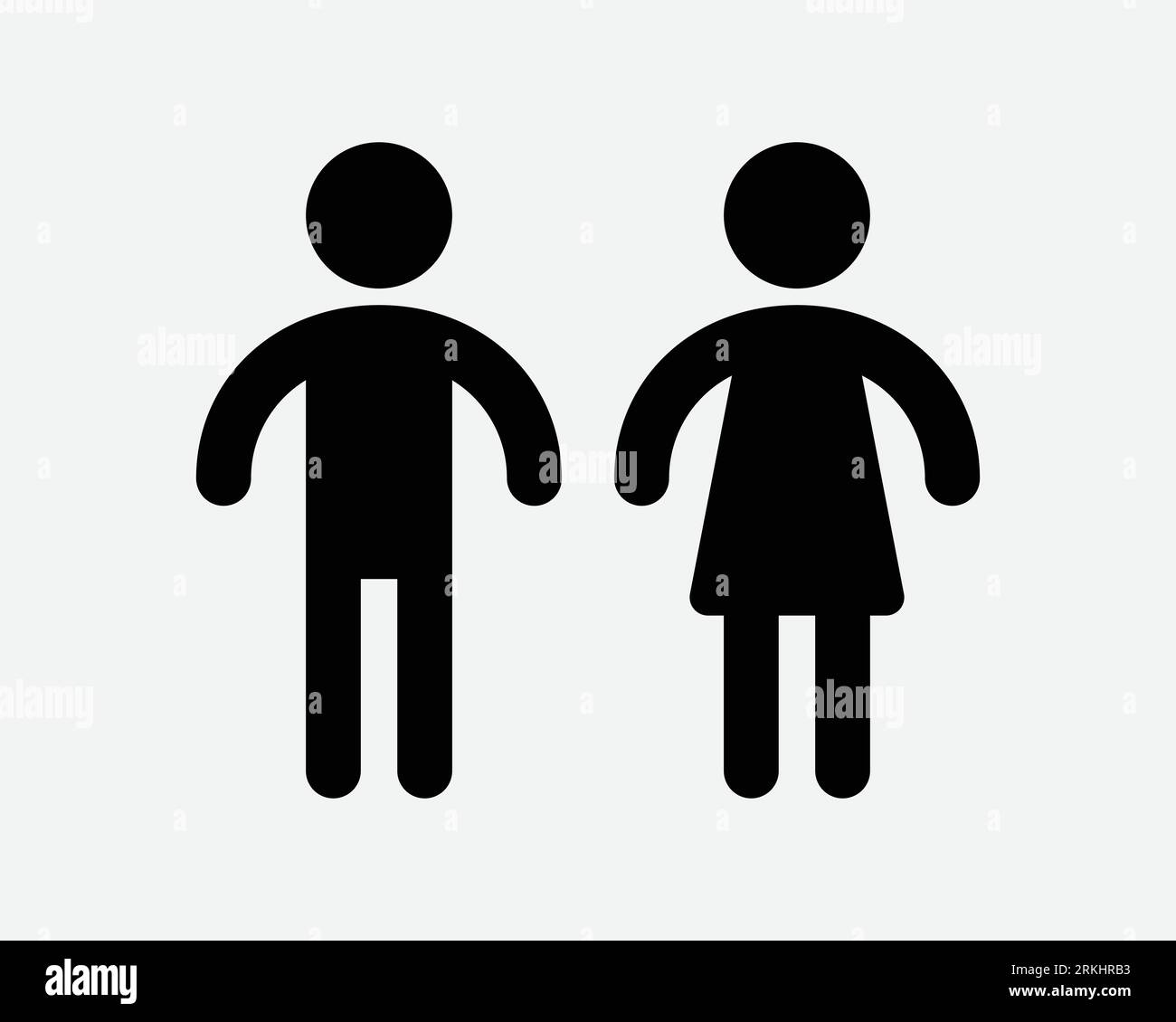 Boy Girl Icon Male Female Man Woman Children Kid Kids Toilet Bathroom Restroom Sign Black White Outline Shape Vector Clipart Graphic Artwork Symbol Stock Vector
