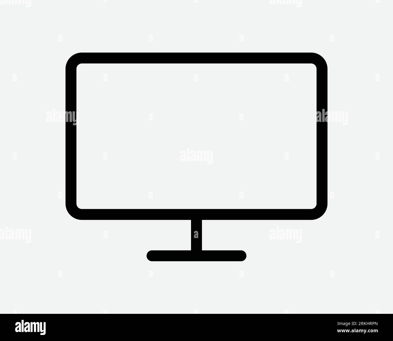 Desktop Monitor Icon Computer Display Screen TV Television LED LCD PC Laptop Device Blank Empty Black White Vector Sign Symbol Illustration Clipart Stock Vector