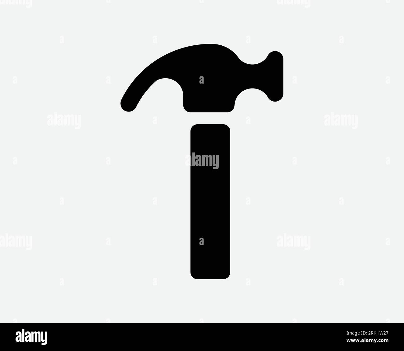 Hammer Icon Construction Work Repair Renovation Building Industrial Industry Job Tool Black White Shape Vector Clipart Graphic Artwork Sign Symbol Stock Vector