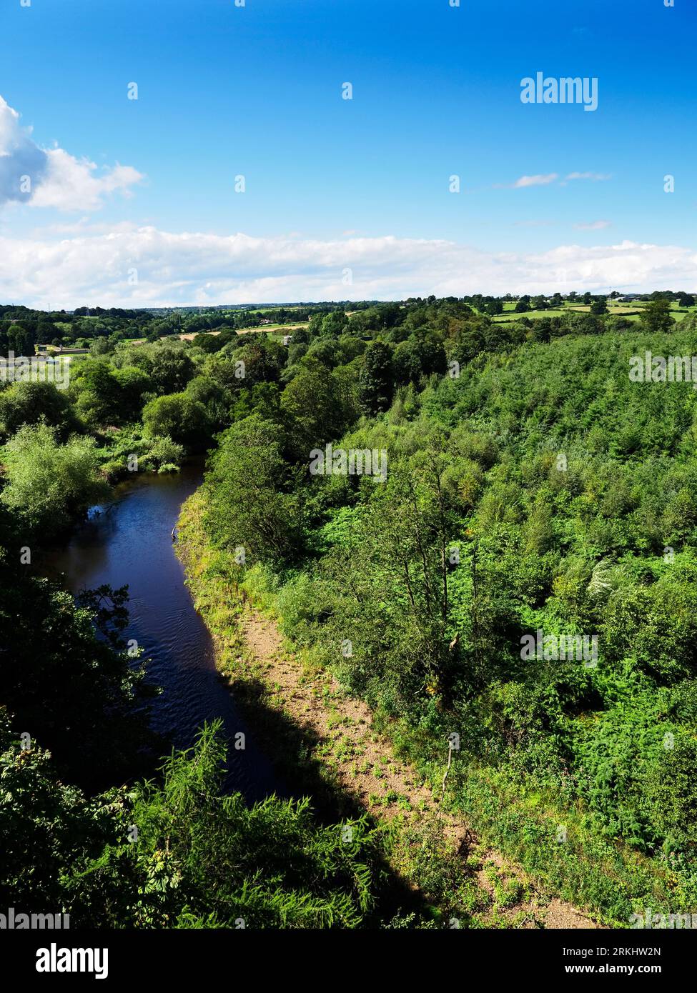 River Nidd from the Nidd Gorge Viaduct on the Nidderdale Greenway part of National Cycle Route 67 North Yorkshire England Stock Photo