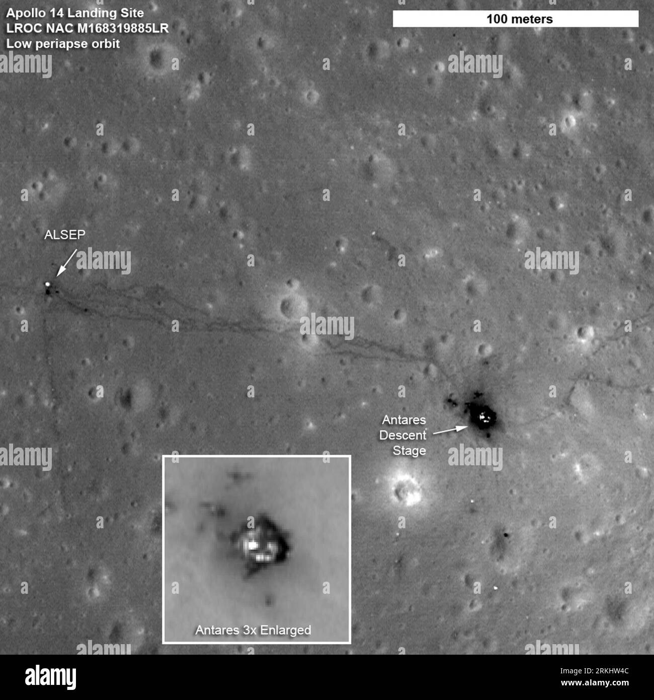 Bildnummer: 55903045  Datum: 06.09.2011  Copyright: imago/Xinhua (110907) -- WASHINGTON, Sept. 7, 2011 (Xinhua) -- Photo released by NASA on Sept. 6, 2011 shows the Apollo 14 landing site. NASA s Lunar Reconnaissance Orbiter (LRO) captured the sharpest images ever taken from space of the Apollo 12, 14 and 17 landing sites, the U.S. space agency announced Tuesday. (Xinhua/NASA) (lr) U.S.-NASA-APOLLO LANDING SITES-SHARPER VIEWS PUBLICATIONxNOTxINxCHN Gesellschaft Wissenschaft Raumfahrt Mond Landung Mondlandung Landestelle sw xns x0x 2011 quadrat      55903045 Date 06 09 2011 Copyright Imago XINH Stock Photo